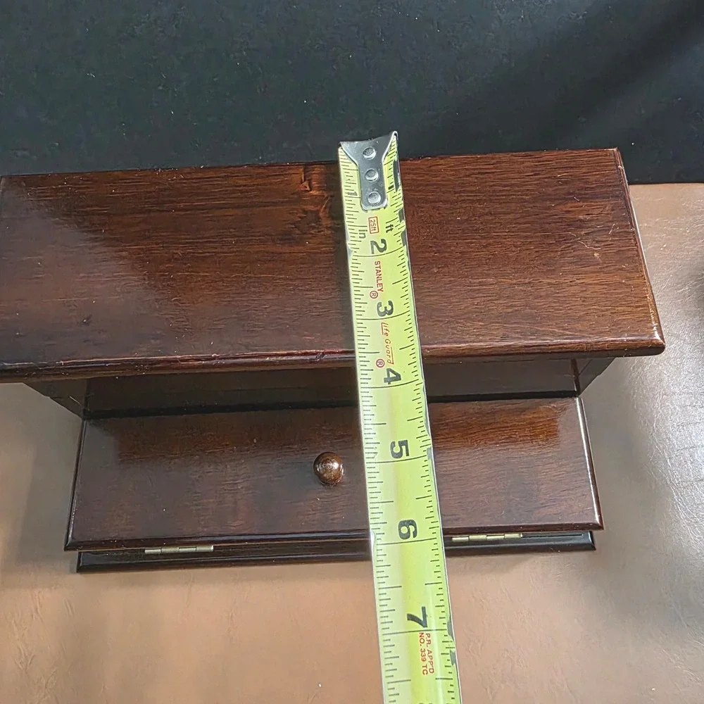 Vintage 1986 The Bombay Company Valet Jewelry Box, Dark Wood Desktop Organizer